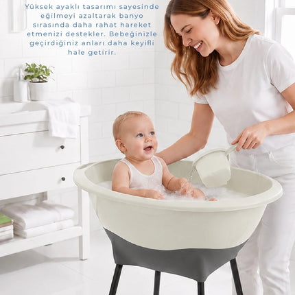 Babyjem Elegant Yenidoğan Ayaklı Bebek Banyo Küvet Seti Kum Beji