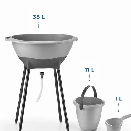 Babyjem Elegant Yenidoğan Ayaklı Bebek Banyo Küvet Seti Soft Gri
