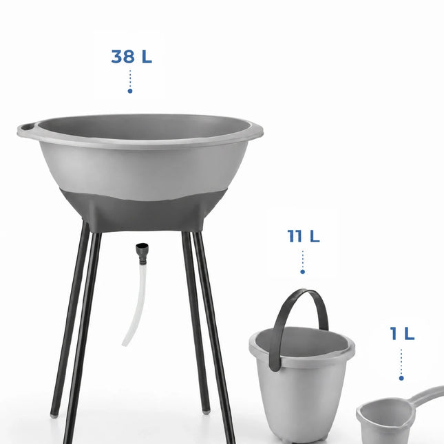 Babyjem Elegant Yenidoğan Ayaklı Bebek Banyo Küvet Seti Soft Gri