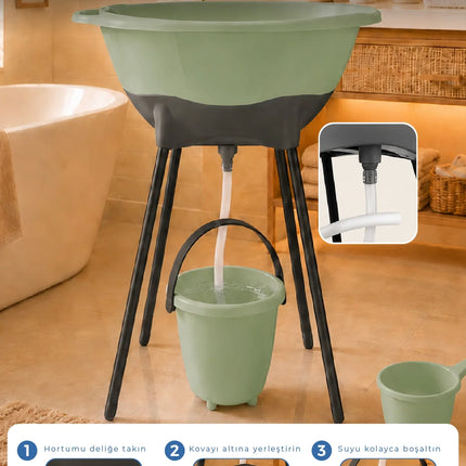 Babyjem Elegant Yenidoğan Ayaklı Bebek Banyo Küvet Seti Soft Yeşil