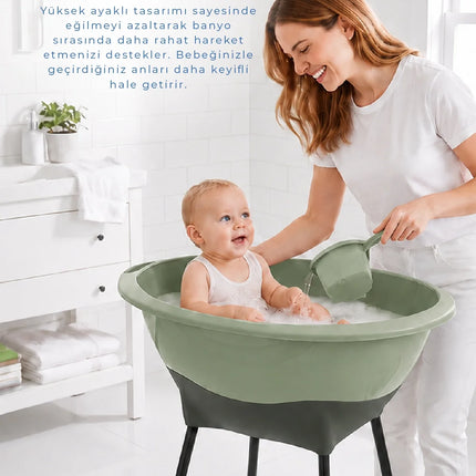 Babyjem Elegant Yenidoğan Ayaklı Bebek Banyo Küvet Seti Soft Yeşil