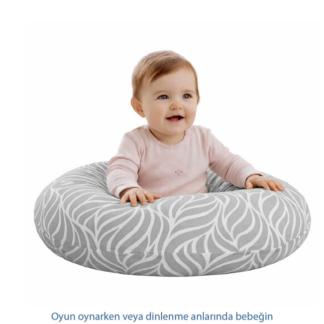 Babyjem Emzirme Ve Destek Minderi Gri Çiçek