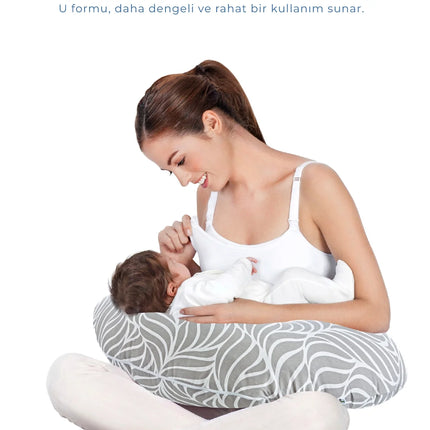 Babyjem Emzirme Ve Destek Minderi Gri Çiçek