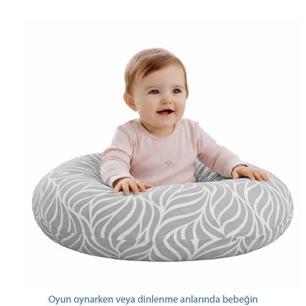 Babyjem Emzirme ve Destek Minderi Gri Yaprak