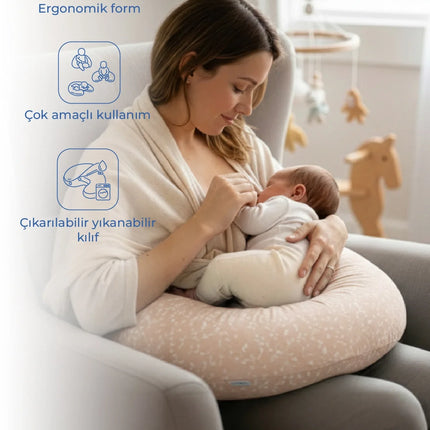 Babyjem Emzirme Ve Destek Minderi Somon Çiçek