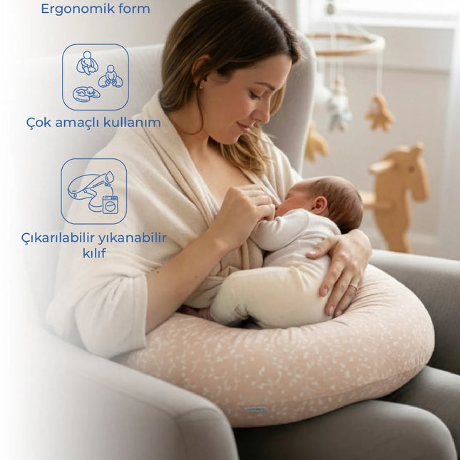 Babyjem Emzirme Ve Destek Minderi Somon Çiçek