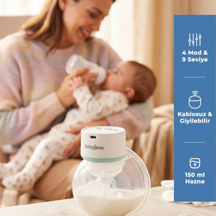 Babyjem Fonksiyonel Led Ekran Giyilebilir Göğüs & Süt Pompası