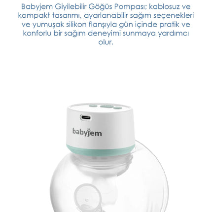Babyjem Fonksiyonel Led Ekran Giyilebilir Göğüs & Süt Pompası