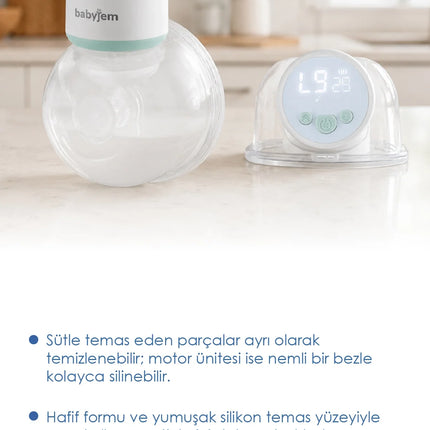 Babyjem Fonksiyonel Led Ekran Giyilebilir Göğüs & Süt Pompası
