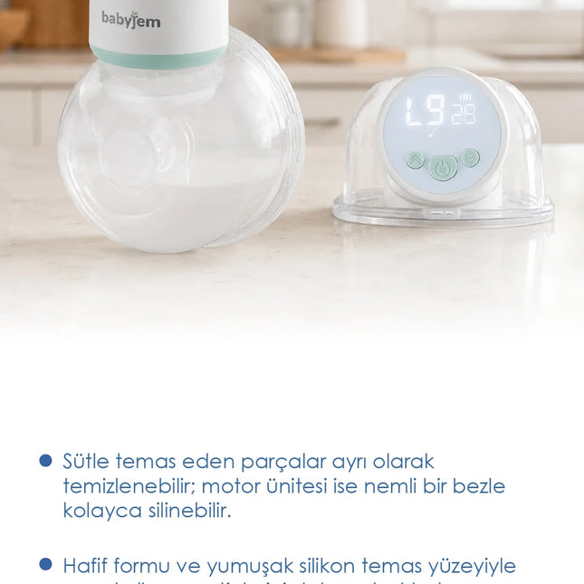 Babyjem Fonksiyonel Led Ekran Giyilebilir Göğüs & Süt Pompası