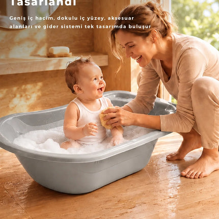 Babyjem Giderli Bebek Banyo Küveti Soft Gri
