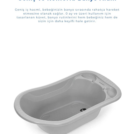 Babyjem Giderli Bebek Banyo Küveti Soft Gri
