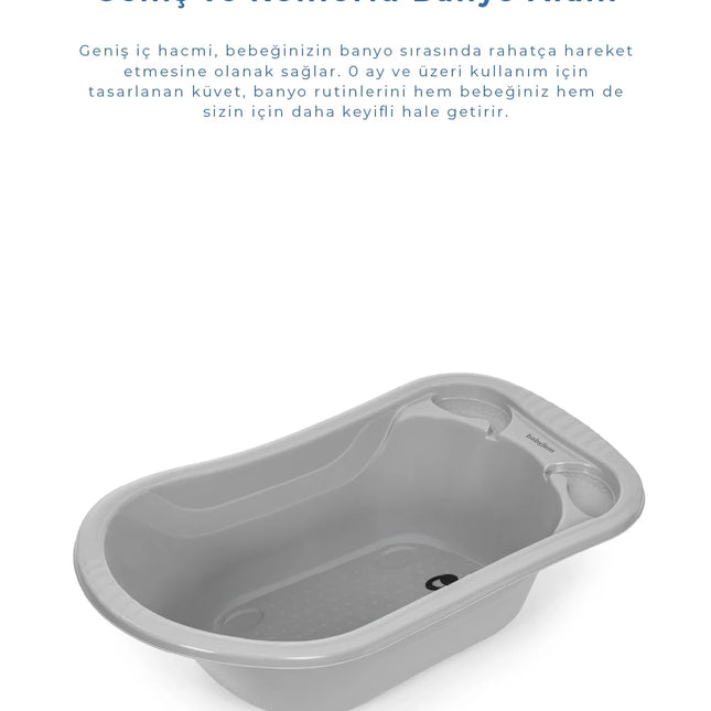 Babyjem Giderli Bebek Banyo Küveti Soft Gri