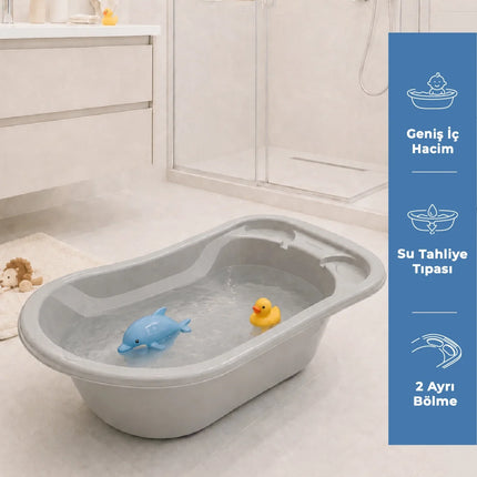 Babyjem Giderli Bebek Banyo Küveti Soft Gri