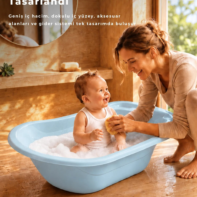 Babyjem Giderli Bebek Banyo Küveti Soft Mavi