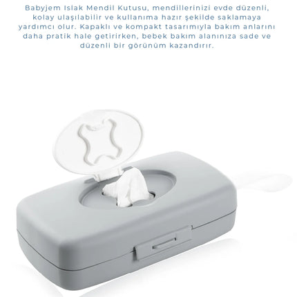 Babyjem Islak Mendil Kutusu Gri / Beyaz
