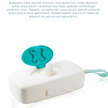 Babyjem Islak Mendil Kutusu Turkuaz / Beyaz