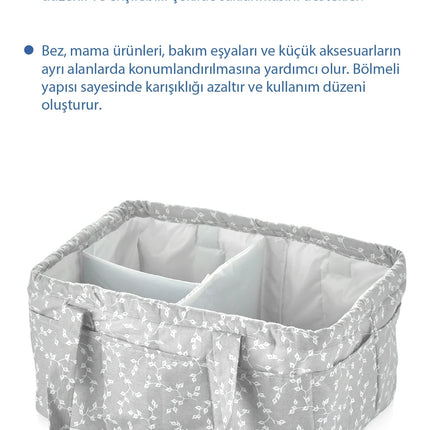 Babyjem Katlamalı Anne&bebek Organizer Gri Çiçek