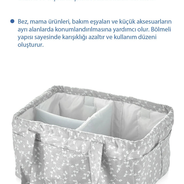 Babyjem Katlamalı Anne&bebek Organizer Gri Çiçek