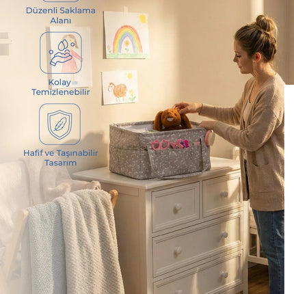 Babyjem Katlamalı Anne&bebek Organizer Gri Çiçek