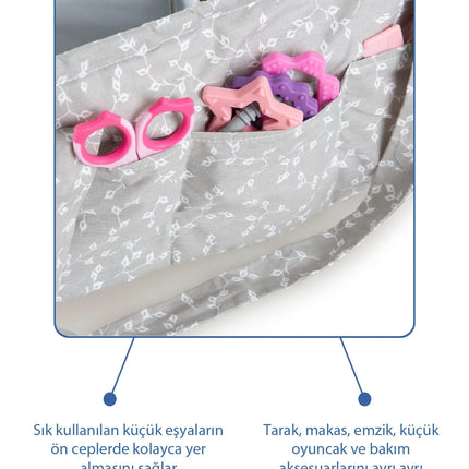 Babyjem Katlamalı Anne&bebek Organizer Gri Çiçek