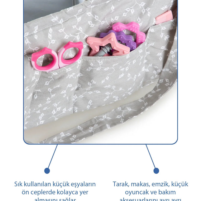 Babyjem Katlamalı Anne&bebek Organizer Gri Çiçek