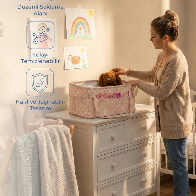Babyjem Katlamalı Anne&Bebek Organizer Somon Çiçek