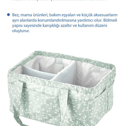 Babyjem Katlamalı Çanta Anne&Bebek Organizer Yeşil Çiçek