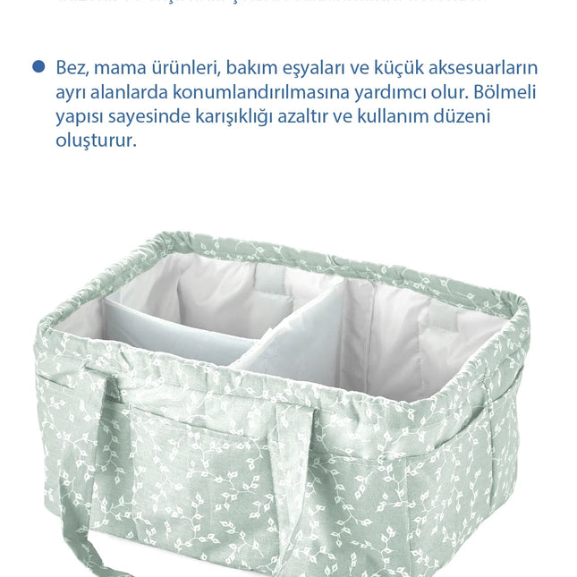 Babyjem Katlamalı Çanta Anne&Bebek Organizer Yeşil Çiçek