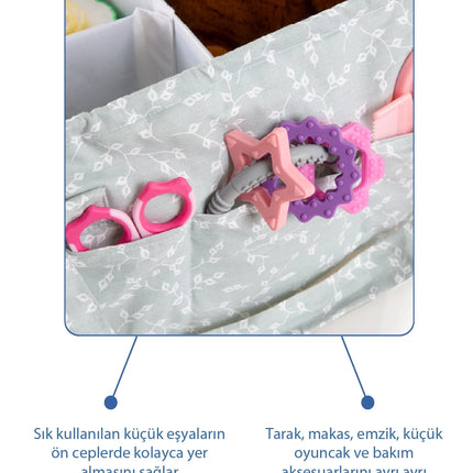 Babyjem Katlamalı Çanta Anne&Bebek Organizer Yeşil Çiçek