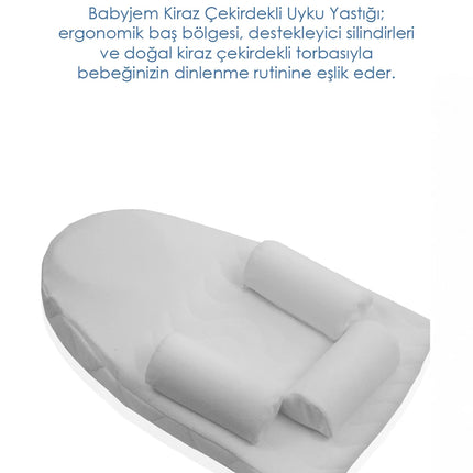 Babyjem Kiraz Çekirdekli Düz Kafa Fonksiyonlu Reflü Yastığı Beyaz