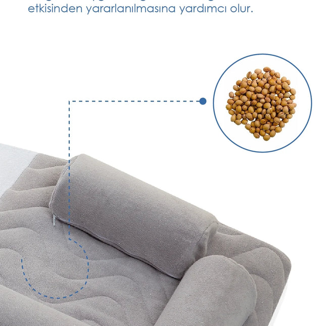 Babyjem Kiraz Çekirdekli Düz Kafa Fonksiyonlu Reflü Yastığı Gri