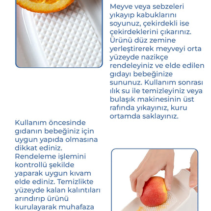 Babyjem Kırılmaz Pratik Bebek Meyve Püre Rendesi Ekru