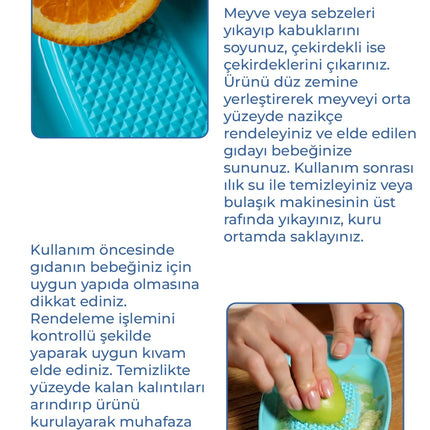 Babyjem Kırılmaz Pratik Bebek Meyve Püre Rendesi Mint