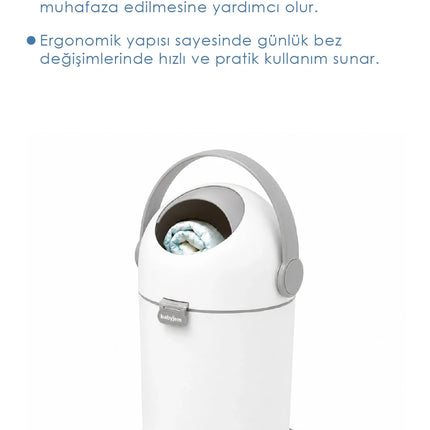 Babyjem Koku Önleyici Bebek Bezi Çöp Kovası (Kartuş Gerektirmez)