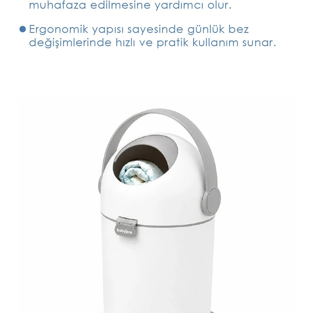 Babyjem Koku Önleyici Bebek Bezi Çöp Kovası (Kartuş Gerektirmez)