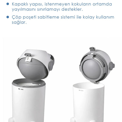 Babyjem Koku Önleyici Bebek Bezi Çöp Kovası (Kartuş Gerektirmez)