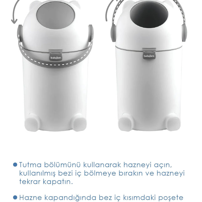 Babyjem Koku Önleyici Bebek Bezi Çöp Kovası (Kartuş Gerektirmez)