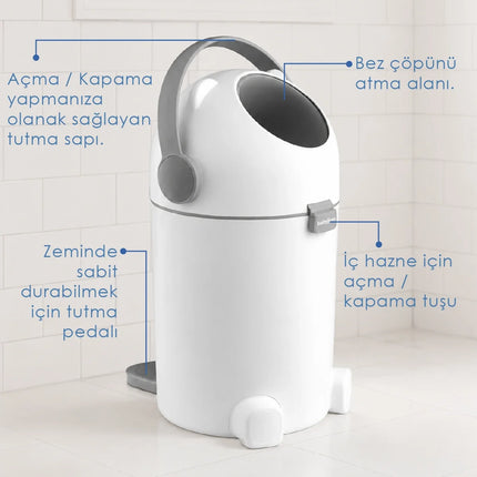Babyjem Koku Önleyici Bebek Bezi Çöp Kovası (Kartuş Gerektirmez)