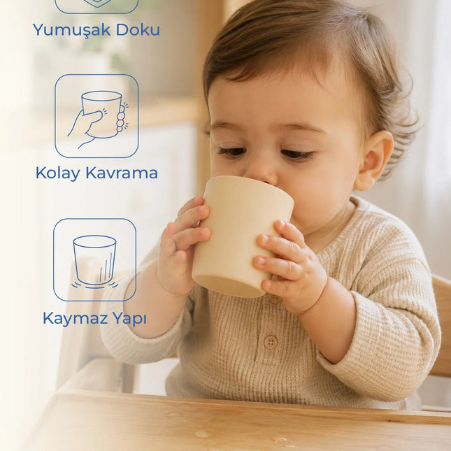 Babyjem Kolay Kavrama Silikon Bardak Ekru