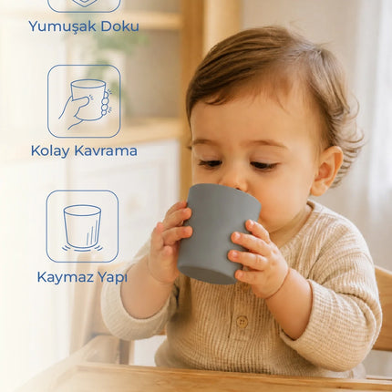 Babyjem Kolay Kavrama Silikon Bardak Gri