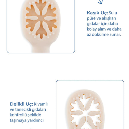 Babyjem Kolay Kavrama Silikon İkili İlk Püre Mama Kaşığım Ekru