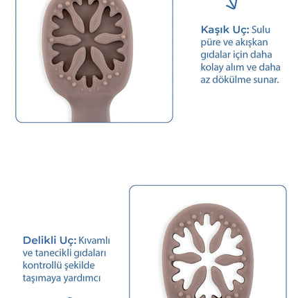 Babyjem Kolay Kavrama Silikon İkili İlk Püre Mama Kaşığım Latte