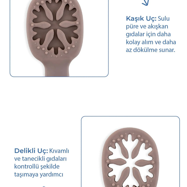 Babyjem Kolay Kavrama Silikon İkili İlk Püre Mama Kaşığım Latte