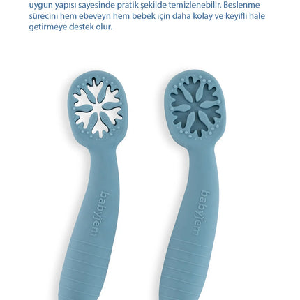 Babyjem Kolay Kavrama Silikon İkili İlk Püre Mama Kaşığım Mint