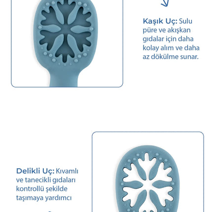 Babyjem Kolay Kavrama Silikon İkili İlk Püre Mama Kaşığım Mint