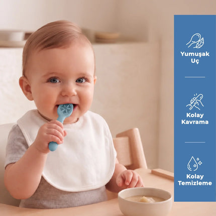 Babyjem Kolay Kavrama Silikon İkili İlk Püre Mama Kaşığım Mint