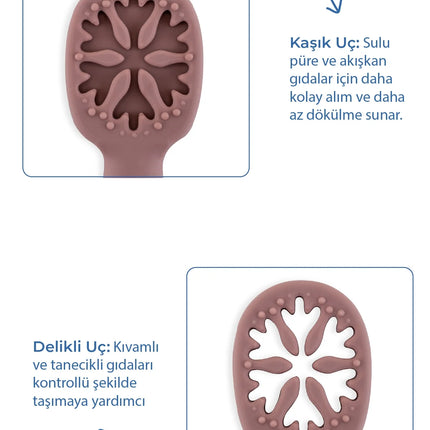 Babyjem Kolay Kavrama Silikon İkili İlk Püre Mama Kaşığım Mocha