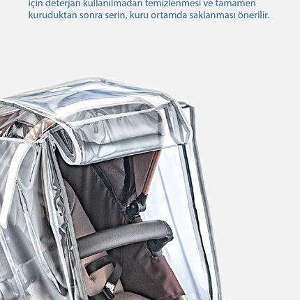 Babyjem Lüks Fermuarlı Reflektörlü Bebek Arabası Yağmurluğu Fitalatsız Kokusuz (22x27cm)