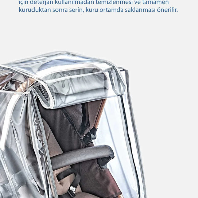 Babyjem Lüks Fermuarlı Reflektörlü Bebek Arabası Yağmurluğu Fitalatsız Kokusuz (22x27cm)